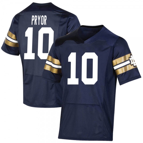 Isaiah Pryor Notre Dame Fighting Irish NCAA Youth #10 Navy Premier 2021 Shamrock Series Replica College Stitched Football Jersey CQH7355IE